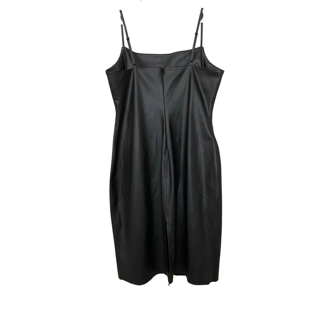 L'Agence Dream Faux Leather Midi Dress US 16 LBD Night Out Cocktail Party Vegan - Picture 8 of 13